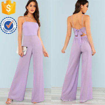 Purple Tie Back Jumpsuit Wide Leg Jumpsuit OEM / ODM Fabrication En Gros Mode Femmes Vêtements (TA7008J)